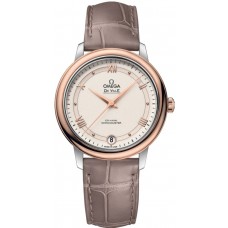 Omega De Ville Prestige Co-Axial 32.7mm Ivory Dial Steel and Rose Gold Leather Strap Women's Replica Watch 424.23.33.20.09.001