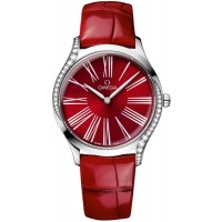 Omega De Ville Tresor Red Dial Leather Strap Women's Replica Watch 428.18.36.60.11.002