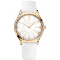 Omega De Ville Tresor White Dial Diamond Rubber Strap Women's Replica Watch 428.57.36.60.04.001