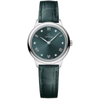 Omega De Ville Prestige Quartz 27.5mm Green Diamond Dial Leather Strap Women's Replica Watch 434.13.28.60.60.001