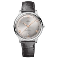 Omega De Ville Prestige Co-Axial Master Chronometer 40mm Grey Dial Leather Strap Men's Replica Watch 434.13.40.20.06.001