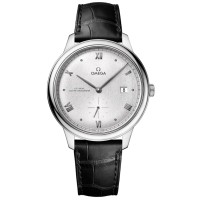 Omega De Ville Prestige Co-Axial Master Chronometer Small Seconds 41mm Silver Dial Leather Strap Men's Replica Watch 434.13.41.20.02.001