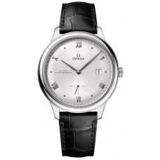 Omega De Ville Prestige Co-Axial Master Chronometer Small Seconds 41mm Silver Dial Leather Strap Men's Replica Watch 434.13.41.20.02.001
