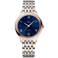 Omega De Ville Prestige Co-Axial Master Chronometer 34mm Blue Dial Rose Gold and Steel Women's Replica Watch 434.20.34.20.03.001