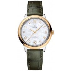 Omega De Ville Prestige Co-Axial Master Chronometer 34mm Mother of Pearl Diamond Dial Leather Strap Women's Replica Watch 434.23.34.20.55.002