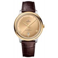 Omega De Ville Prestige Co-Axial Master Chronometer 40mm Gold Dial Leather Strap Men's Replica Watch 434.23.40.20.08.001