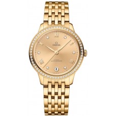 Omega De Ville Prestige Co-Axial Master Chronometer 34mm Gold Diamond Dial 18k Rose Gold Women's Replica Watch 434.55.34.20.58.001