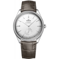 Omega De Ville Tresor Silver Dial Diamond Leather Strap Women's Replica Watch 435.18.40.21.02.002
