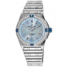 Breitling Super Chronomat Automatic 38 Light Blue Dial Diamond Steel Women's Replica Watch A17356531C1A1