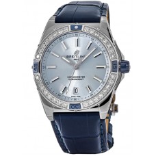 Breitling Super Chronomat Automatic 38 Blue Dial Diamond Women's Replica Watch A17356531C1P1