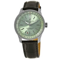 Breitling Navitimer Automatic 35 Green Dial Leather Strap Women's Replica Watch A17395361L1P1