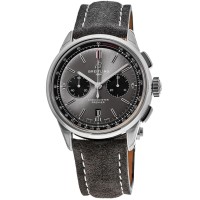 Breitling Premier B01 Chronograph 42 Grey Dial Anthracite Nubuck Leather Strap Men's Replica Watch AB0118221B1X2