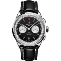 Breitling Premier B01 Chronograph 42 Black Dial Leather Strap Men's Replica Watch AB0118371B1P1