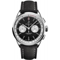 Breitling Premier B01 Chronograph 42 Black Dial Leather Strap Men's Replica Watch AB0118371B1X2