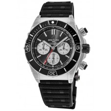 Breitling Super Chronomat B01 44 Black Dial Rubber Strap Men's Replica Watch AB0136251B1S1