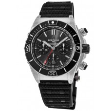 Breitling Super Chronomat B01 44 Black Dial Rubber Strap Men's Replica Watch AB0136251B2S1