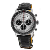 Breitling Navitimer B01 Chronograph 43 Silver Dial Leather Strap Men's Replica Watch AB0138241G1P1