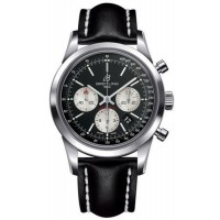Breitling Transocean Chronograph Automatic Black Dial Leather Strap  Men's Replica Watch AB015212/BF26-435X