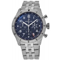 Breitling Super Avi B04 Chronograph GMT 46 Tribute to Vought F4U Corsair Blue Dial Steel Men's Replica Watch AB04451A1C1A1
