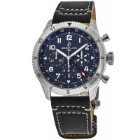 Breitling Super Avi B04 Chronograph GMT 46 Tribute to Vought F4U Corsair Blue Dial Leather Strap Men's Replica Watch AB04451A1C1X1