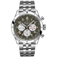 Breitling Super Avi B04 Chronograph GMT 46 Curtiss Warhawk Green Dial Steel Men's Replica Watch AB04452A1L1A1