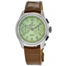 Breitling Premier Chronograph 40 Green Dial Leather Strap Men's Replica Watch AB0930D31L1P1