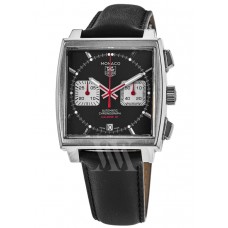 Tag Heuer Monaco Chronograph Black Dial Calf Leather Strap Men's Replica Watch CAW2114.FC6171-PO