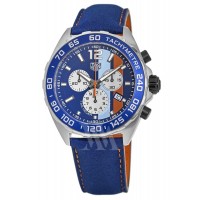 Tag Heuer Formula 1 Quartz Chronograph Gulf Special Edition Blue Dial Leather Strap Men's Replica Watch CAZ101N.FC8243