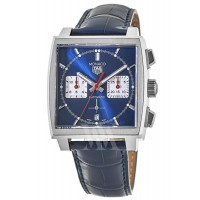 Tag Heuer Monaco Chronograph Calibre Heuer 02 Automatic Blue Dial Leather Strap Men's Replica Watch CBL2111.FC6453