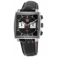 Tag Heuer Monaco Chronograph Black Dial Black Leather Strap Men's Replica Watch CBL2113.FC6177