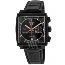 Tag Heuer Monaco Chronograph Special Edition Black Dial Leather Strap Men's Replica Watch CBL2180.FC6497