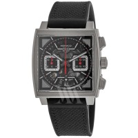 Tag Heuer Monaco Automatic Black Dial Rubber and Leather Strap Men's Replica Watch CBL2183.FT6236