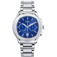 Piaget Polo Blue Chronograph Dial Stainless Steel Men's Replica Watch G0A41006