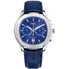 Piaget Polo S Blue Chronograph Dial Leather Strap Men's Replica Watch G0A43002