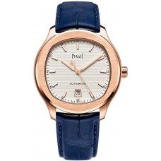 Piaget Polo White Dial Rose Gold Leather Strap Men's Replica Watch G0A43010