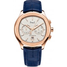 Piaget Polo White Dial Rose Gold Leather Strap Men's Replica Watch G0A43011