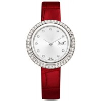 Piaget Possession Silver Diamond Dial Burgundy Leather Strap Women's Replica Watch G0A43094