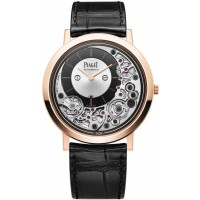 Piaget Altiplano Ultimate Automatic Silver Dial Rose Gold Leather Strap Men's Replica Watch G0A43120