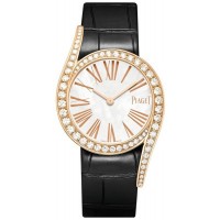 Piaget Limelight Gala Mother of Pearl Dial Diamond Rose Gold Leather Strap Women's Replica Watch G0A43391