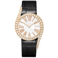 Piaget Limelight Gala Mother of Pearl Dial Diamond Rose Gold Leather Strap Women's Replica Watch G0A43391