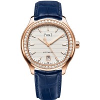Piaget Polo White Dial Diamond Rose Gold Leather Strap Women's Replica Watch G0A44010