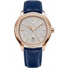 Piaget Polo Diamond Dial Rose Gold Leather Strap Women's Replica Watch G0A44011