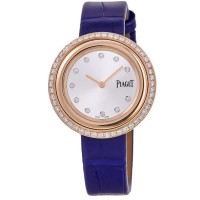 Piaget Possession 34mm 18kt Rose Gold Custom Diamond Bezel Leather Strap Women's Replica Watch G0A44091-CD
