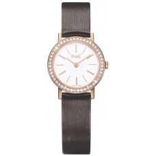 Piaget Altiplano White Dial Diamond Rose Gold Leather Strap Women's Replica Watch G0A44534