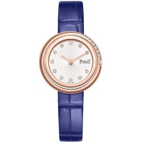 Piaget Possession Silver Dial Diamond Rose Gold Leather Strap Women's Replica Watch G0A45062
