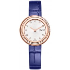 Piaget Possession Silver Dial Diamond Rose Gold Leather Strap Women's Replica Watch G0A45062
