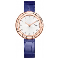 Piaget Possession Silver Dial Diamond Rose Gold Leather Strap Women's Replica Watch G0A45072