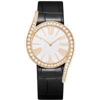 Piaget Limelight Gala Silver Dial Diamond Rose Gold Leather Strap Women's Replica Watch G0A45361