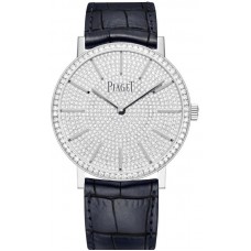 Piaget Altiplano Diamond Dial White Gold Leather Strap Women's Replica Watch G0A45404