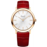 Piaget Altiplano Silver Dial Rose Gold Leather Strap Women's Replica Watch G0A45405